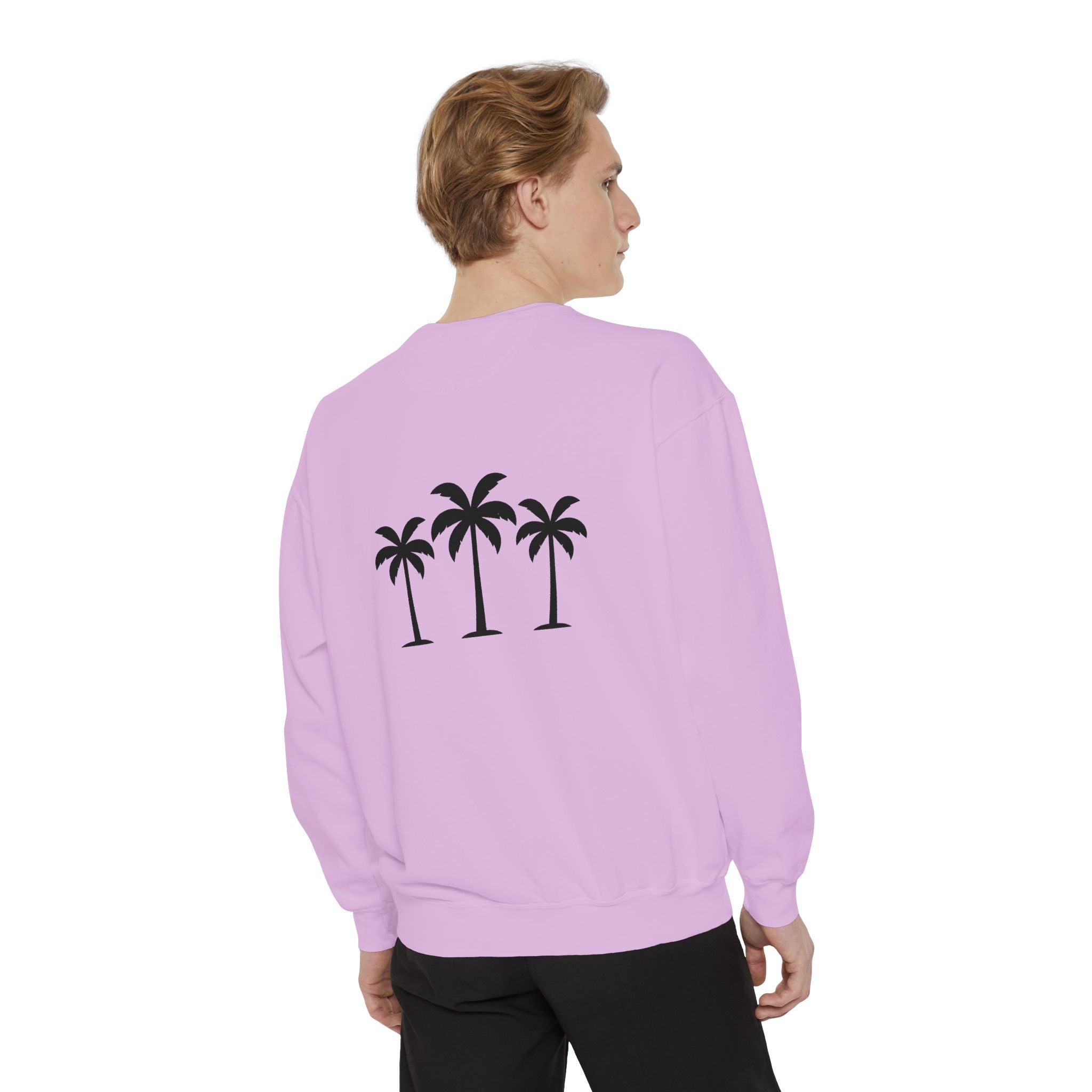 Palm Trio Sweatshirt — Tropical Palm Trees Graphic Crewneck