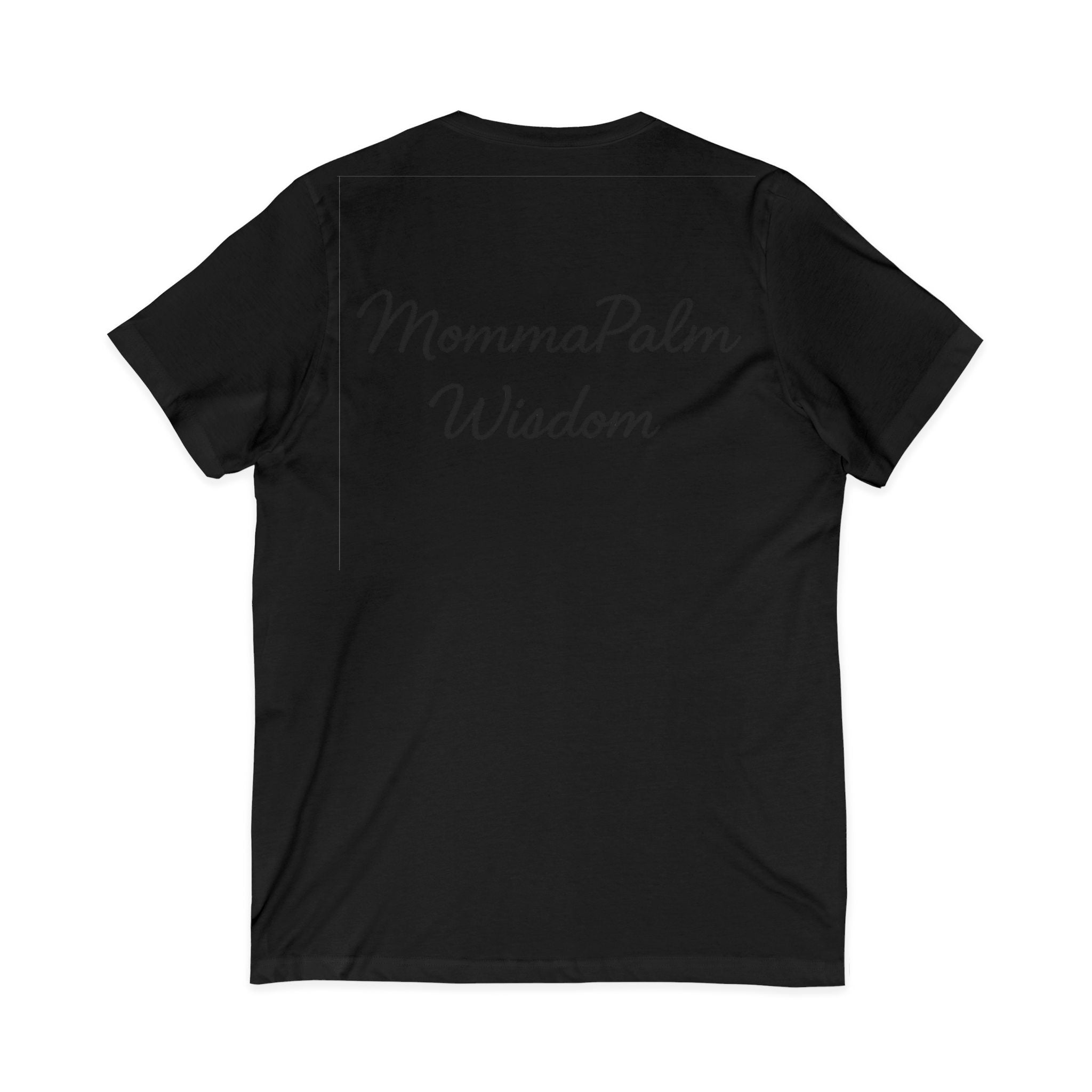 MommaPalm Wisdom V‑Neck Tee — Palm Logo Casual Women's Mom Shirt