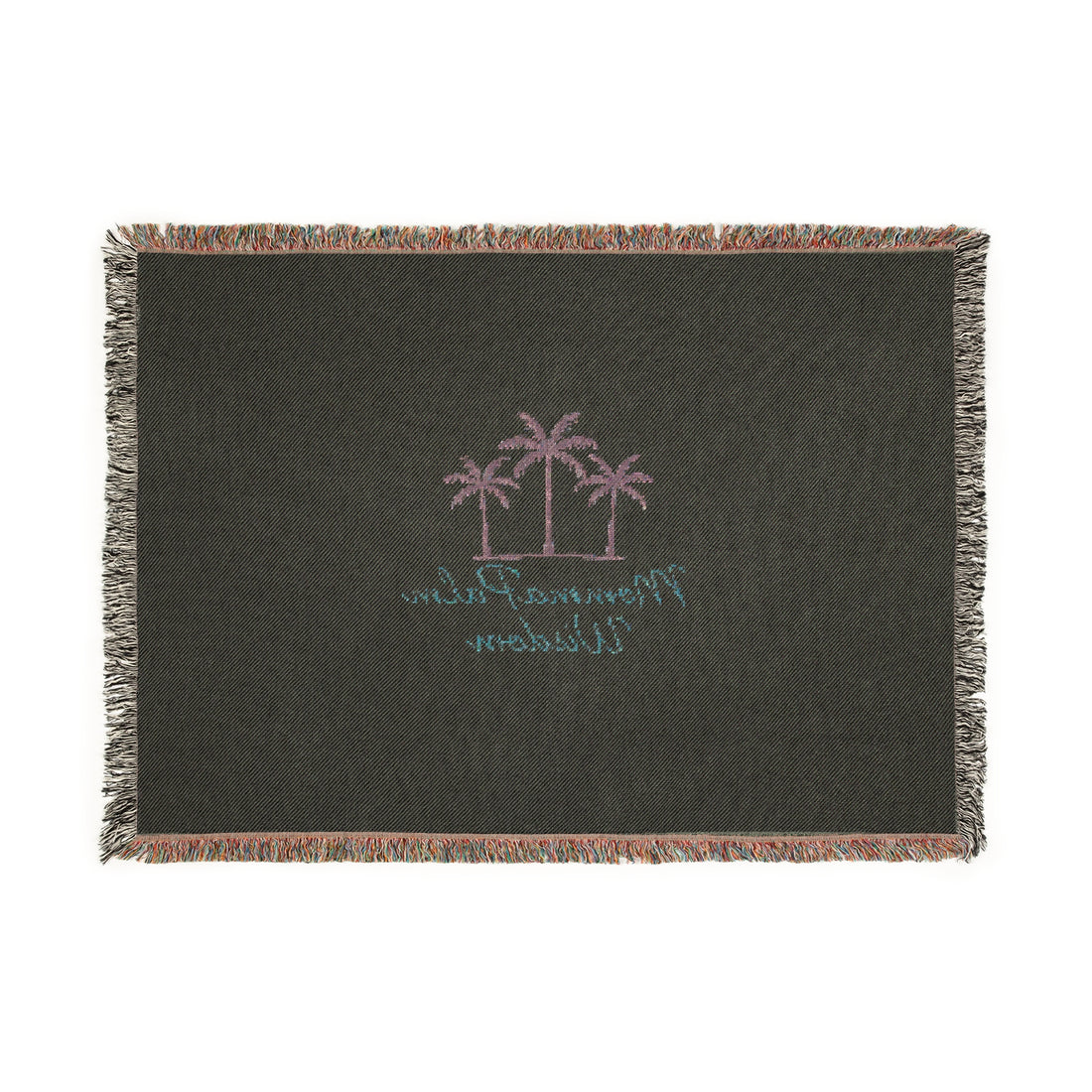 Palms Welcome Woven Blanket — Tropical Throw with 'Please come in, Welcome' Design
