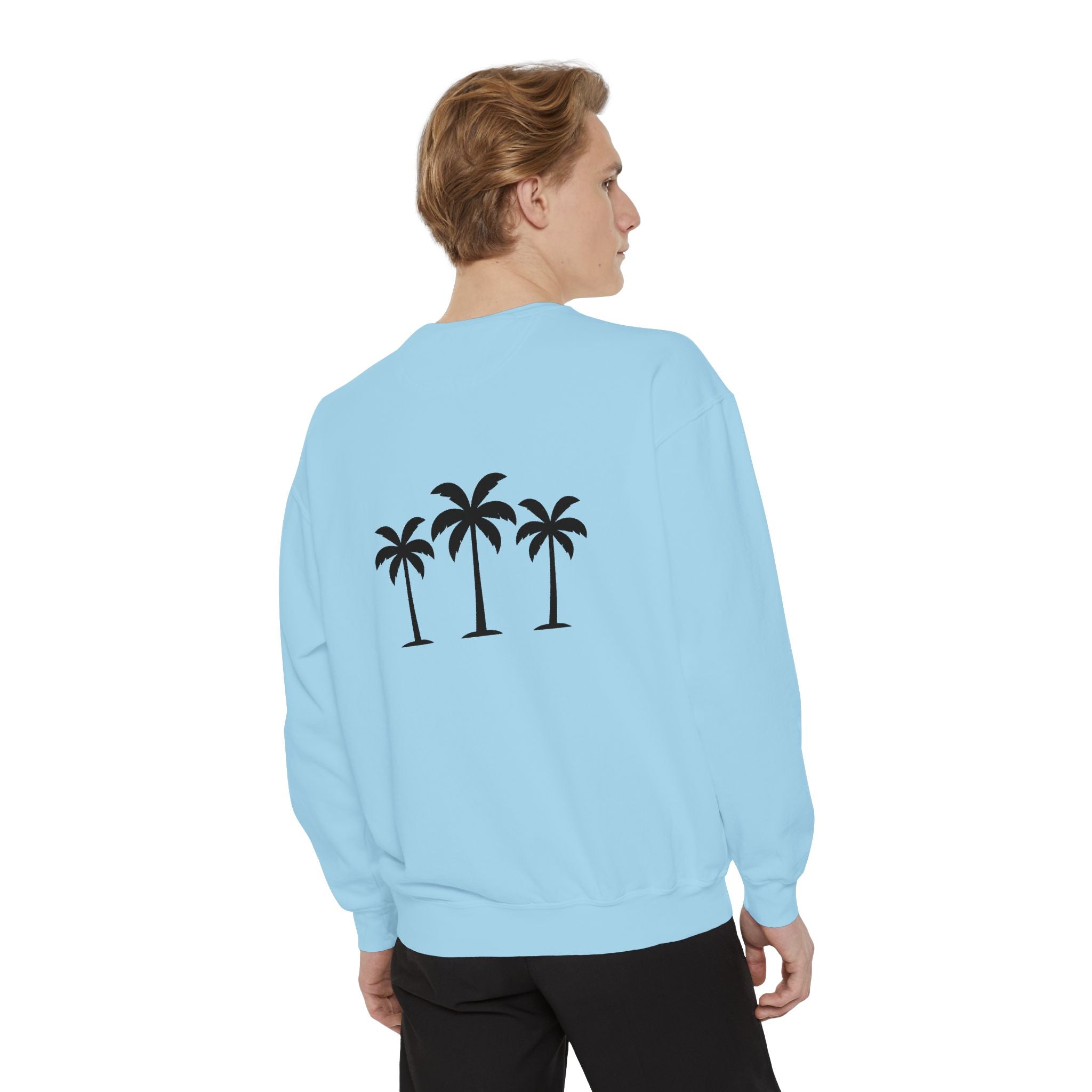 Palm Trio Sweatshirt — Tropical Palm Trees Graphic Crewneck