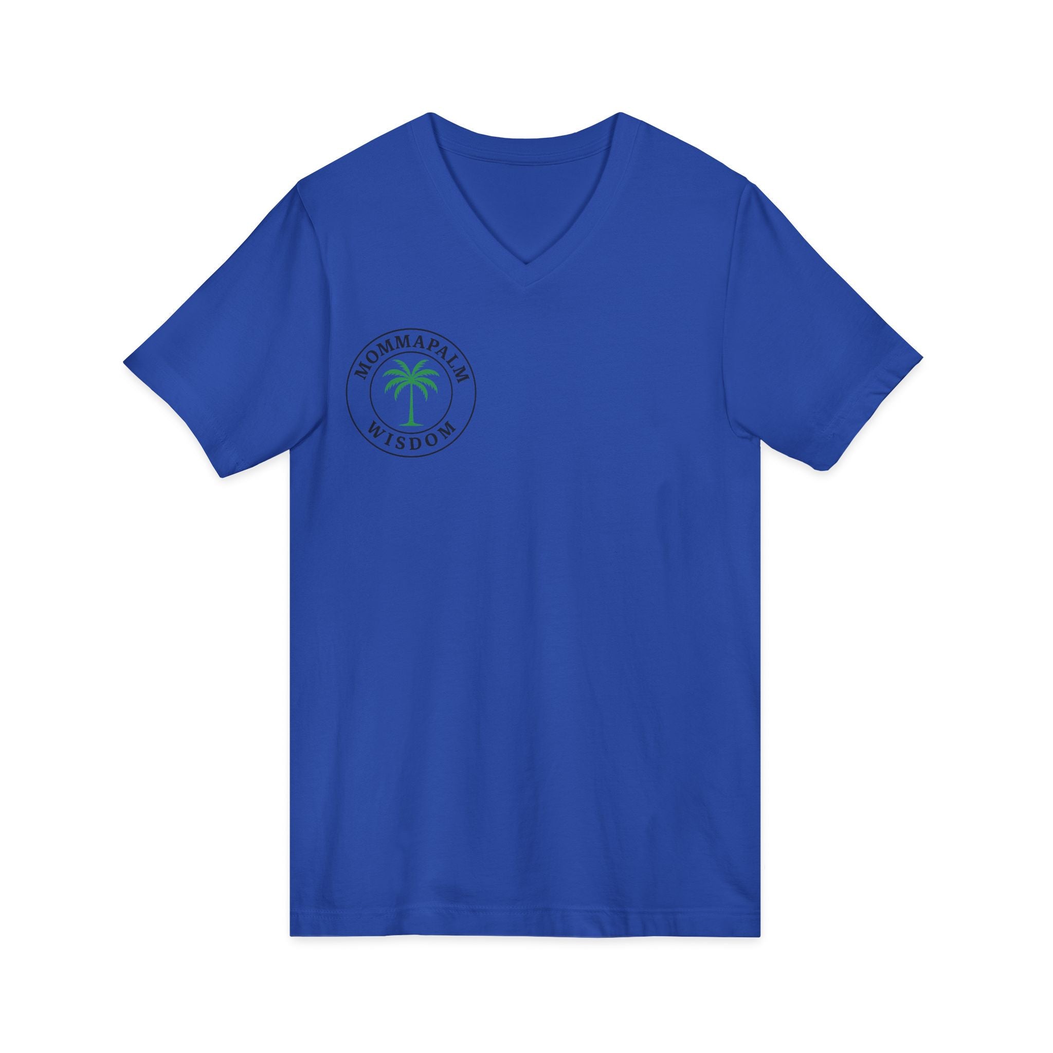 MommaPalm Wisdom V‑Neck Tee — Palm Logo Casual Women's Mom Shirt