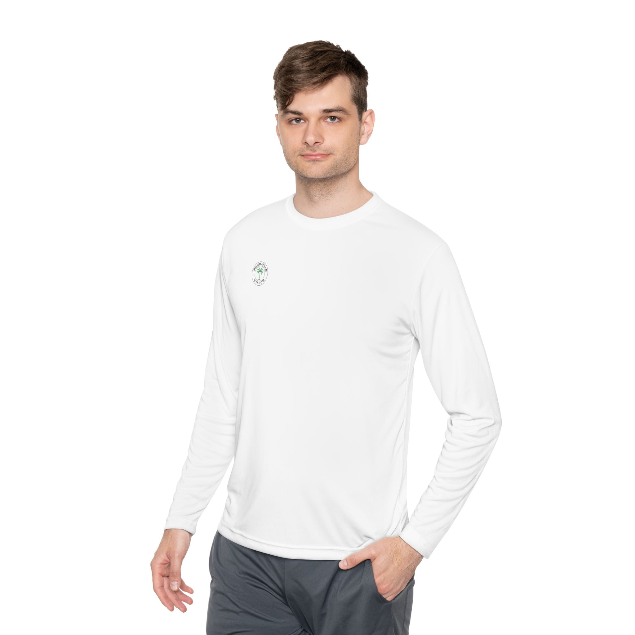 Palm Trio Long Sleeve Tee — “MommaPalm Wisdom” Tropical Graphic