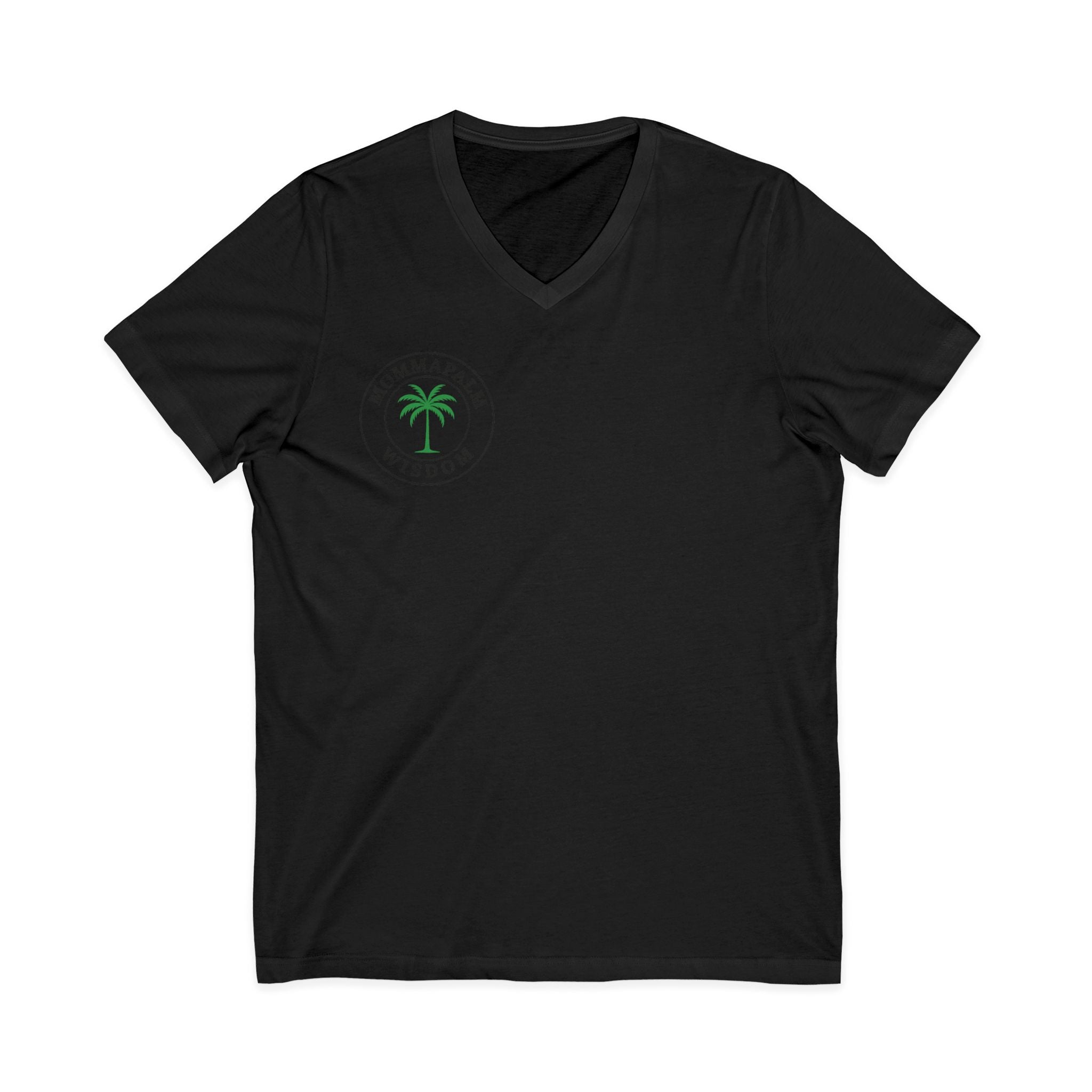 MommaPalm Wisdom V‑Neck Tee — Palm Logo Casual Women's Mom Shirt