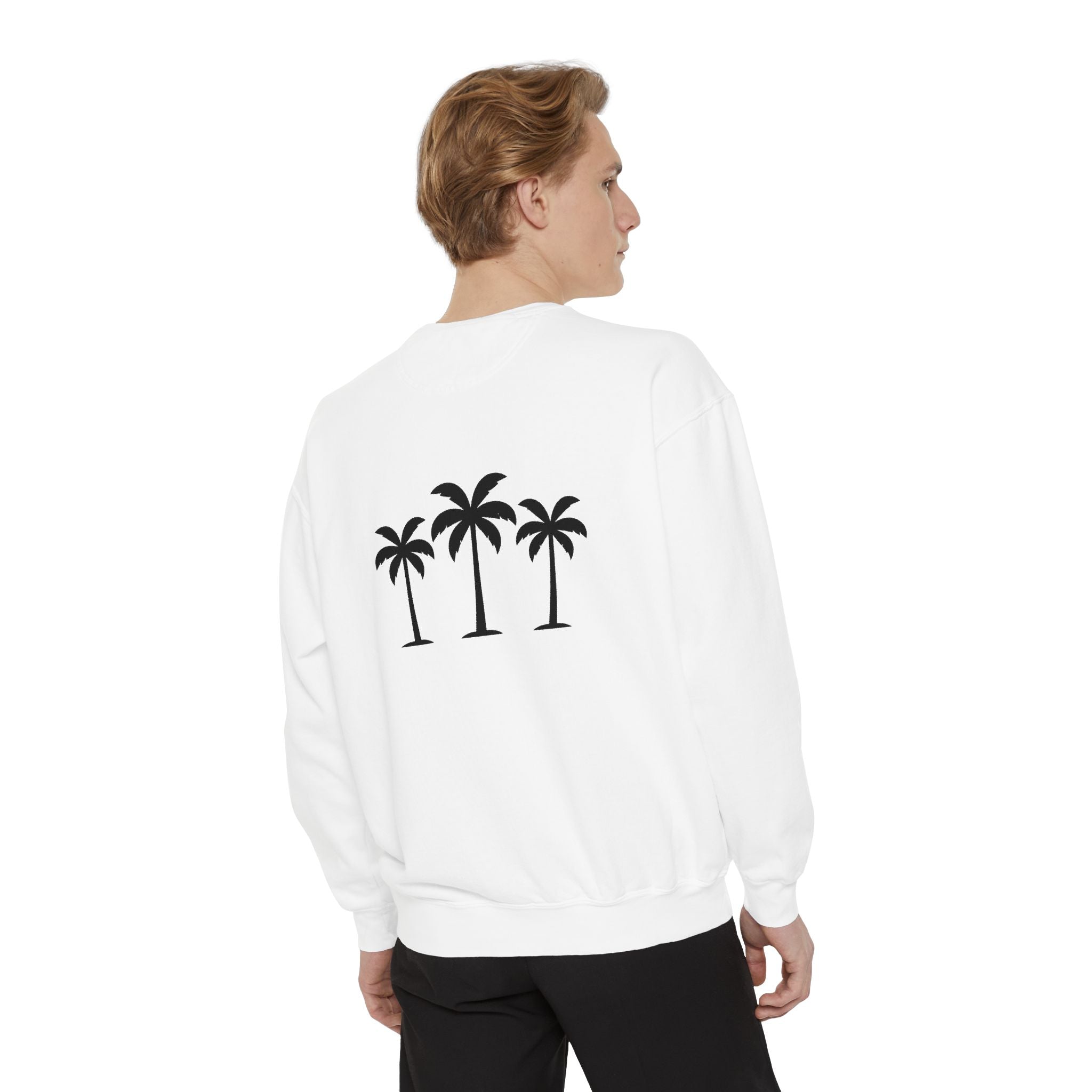 Palm Trio Sweatshirt — Tropical Palm Trees Graphic Crewneck