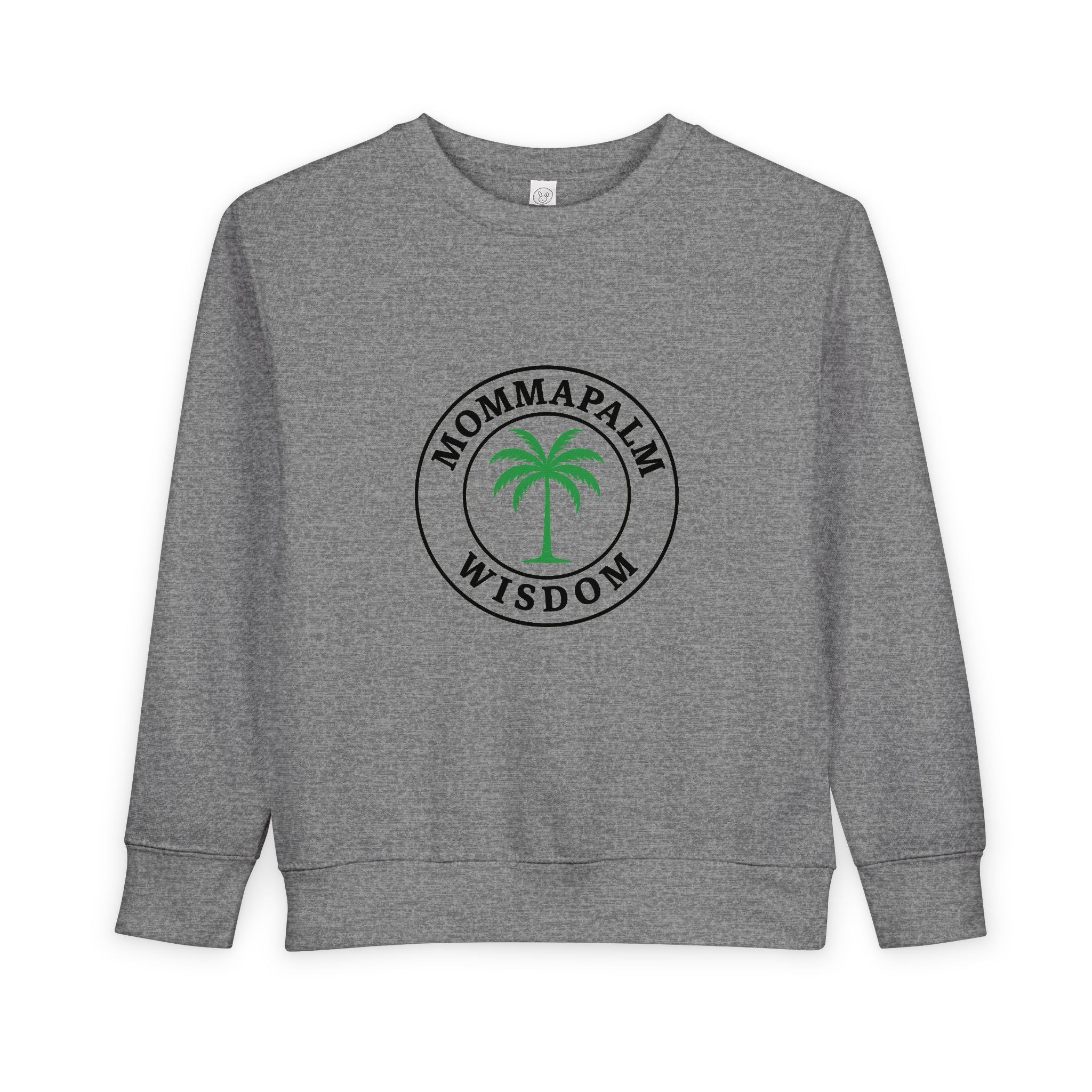Toddler Sweatshirt — "Momma Palm Wisdom" Palm Tree Graphic Cozy Crewneck