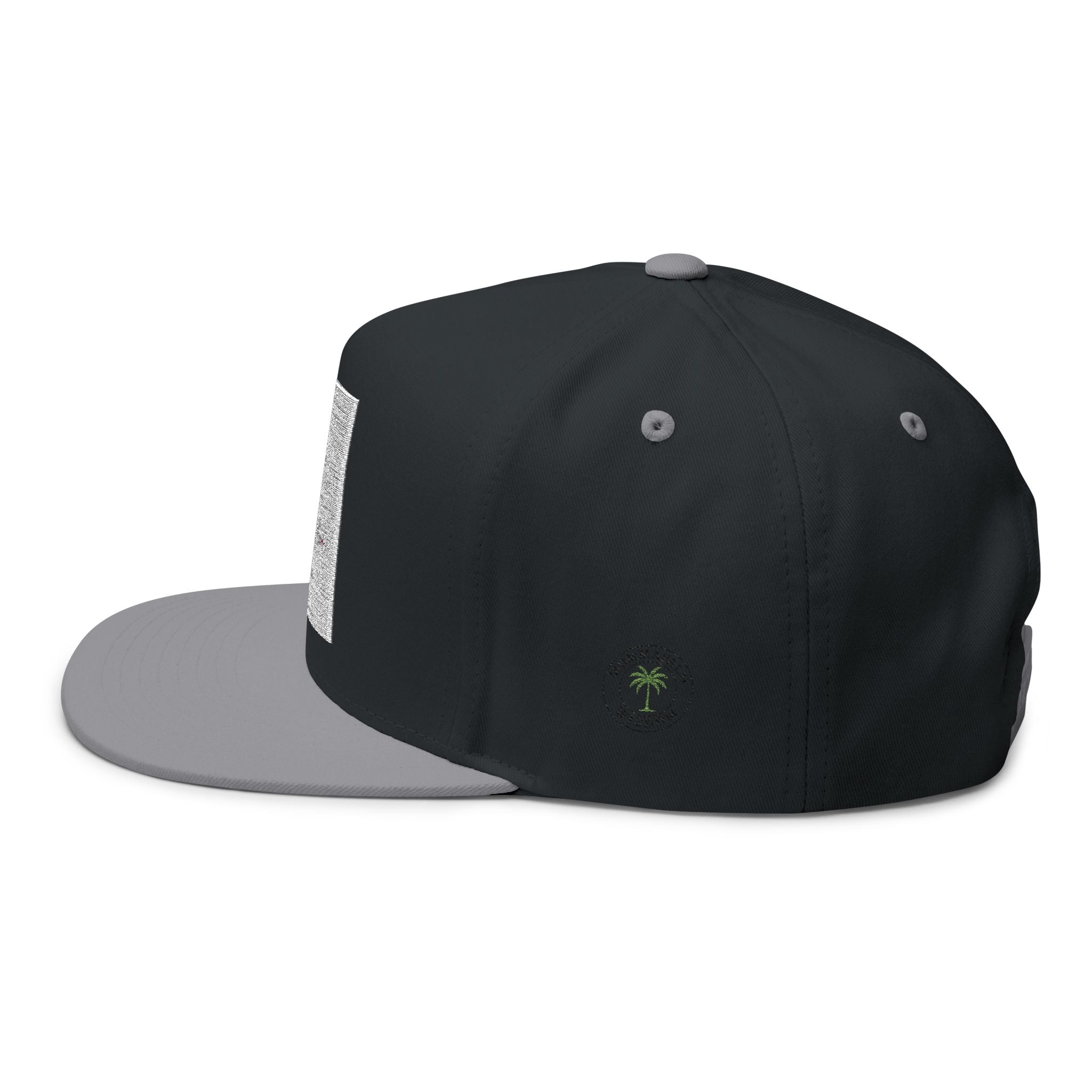 Flat Bill Cap — Embroidered Palm Tree "Tropical Vibes" Snapback