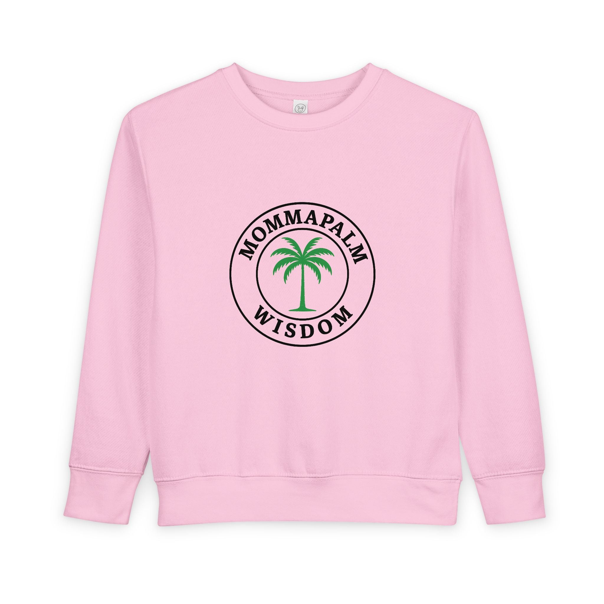 Toddler Sweatshirt — "Momma Palm Wisdom" Palm Tree Graphic Cozy Crewneck