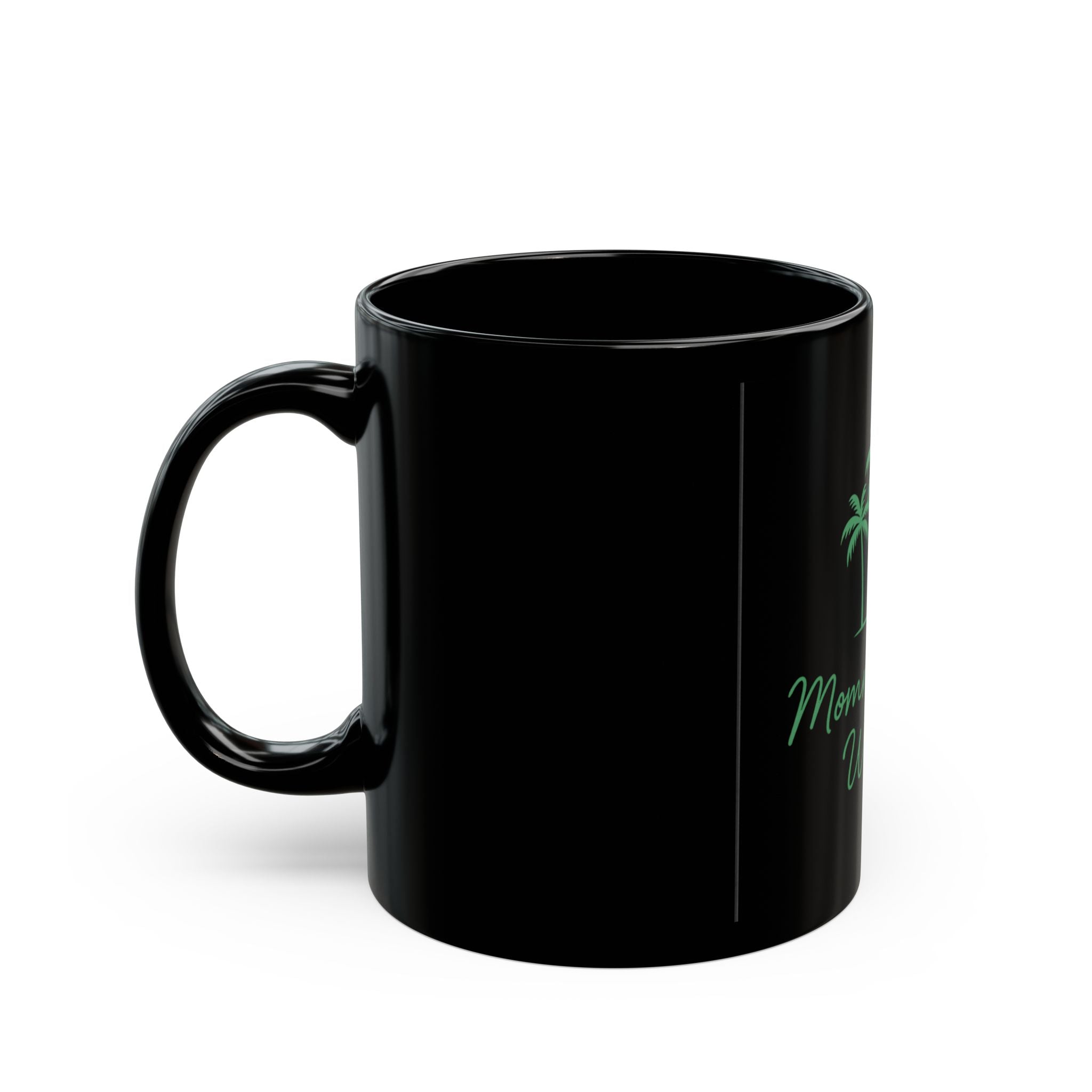 Momma Palm Wisdom Coffee Mug — Black Palm Tree Ceramic Mug (11oz/15oz)