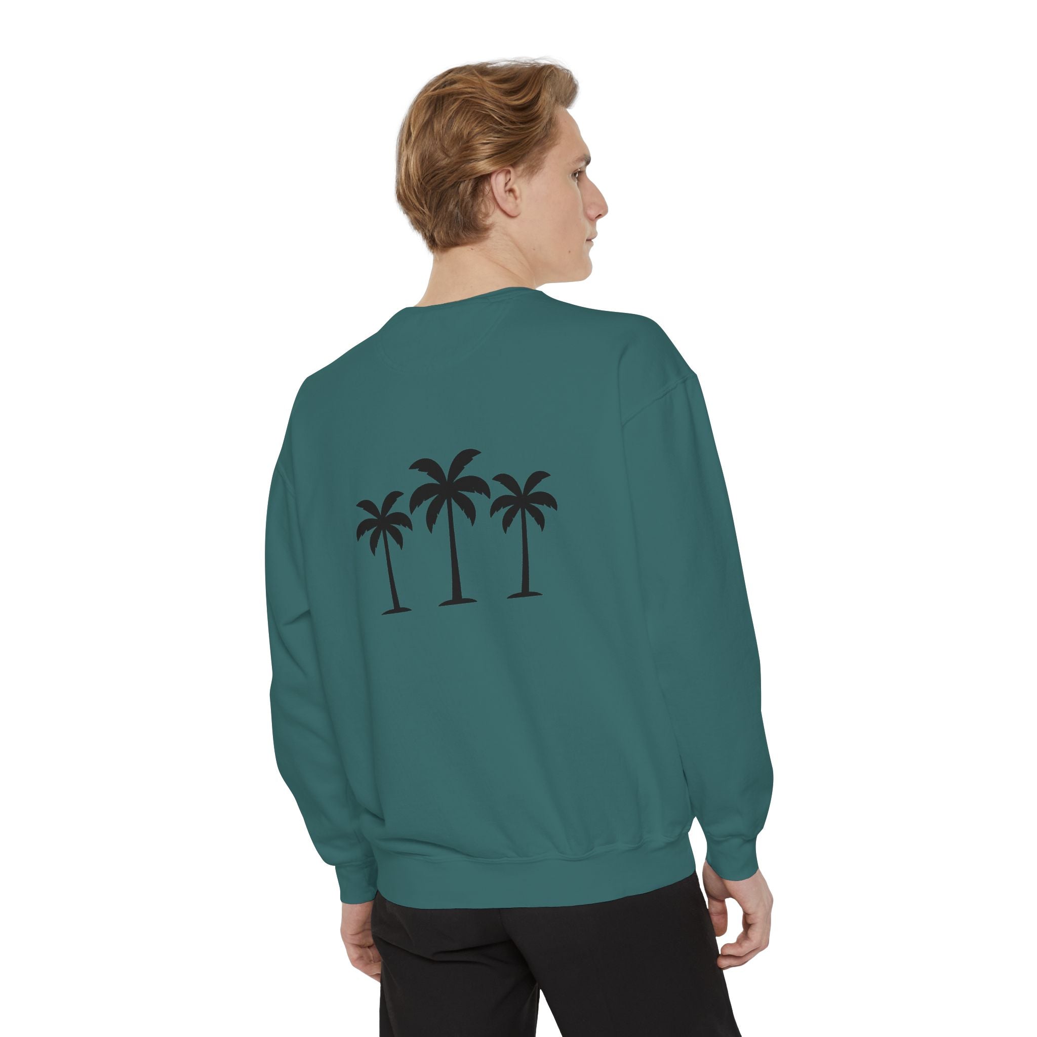 Palm Trio Sweatshirt — Tropical Palm Trees Graphic Crewneck