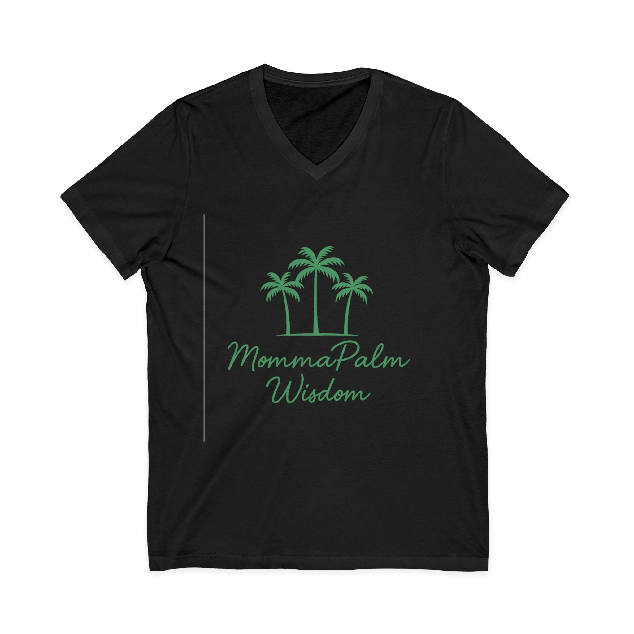 Palm Momma V‑Neck Tee — 'Momma Palm Wisdom' Tropical Cotton Shirt