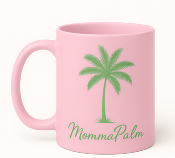 MommaPalm Palm Tree Ceramic Mug – Pink Tropical Coffee Cup