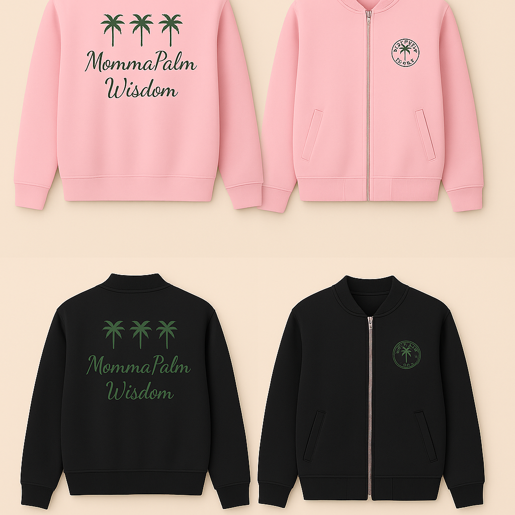 MommaPalm Bomber Jacket – Pink & Black